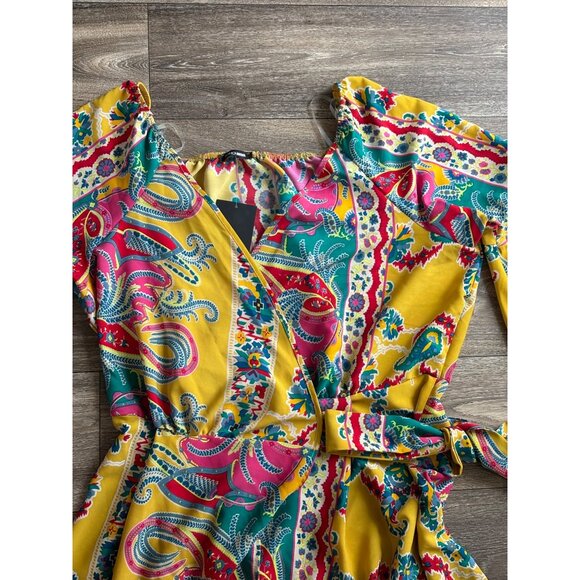 NEW FASHION NOVA WOMENS PLUS SIZE GRAP MAXI DRESS 3X BELL SLEEVE PAISLEY COLORFU - Picture 3 of 6